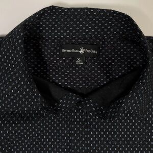 Beverly Hills Polo Club Men’s XL Button Up Shirt Black Blue Long Sleeve